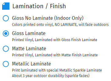 vinyl lettering lamination options