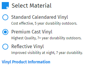 vinyl lettering material options